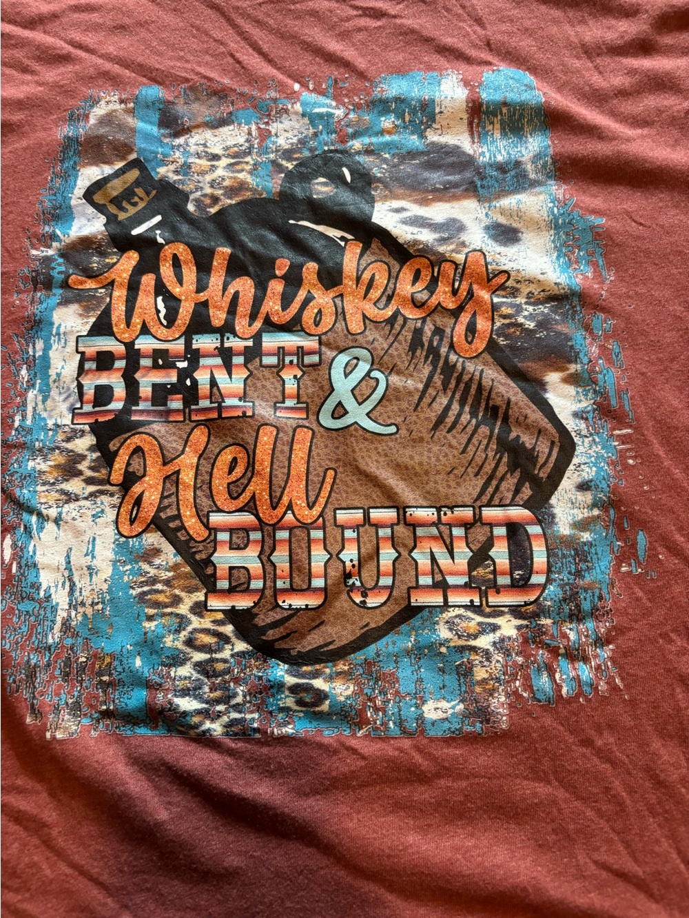 Whiskey Bent & Hell Bound Western Graphic Tee 4XL Cowboy Country Shirt